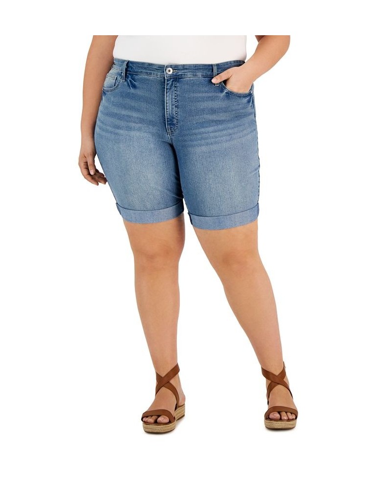 Plus Size Cuffed Denim Bermuda Shorts Wallflower $17.09 Shorts