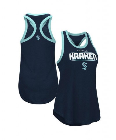 Women's Deep Sea Blue Seattle Kraken Showdown Slub Racerback Tank Top Deep Sea Blue $18.80 Tops