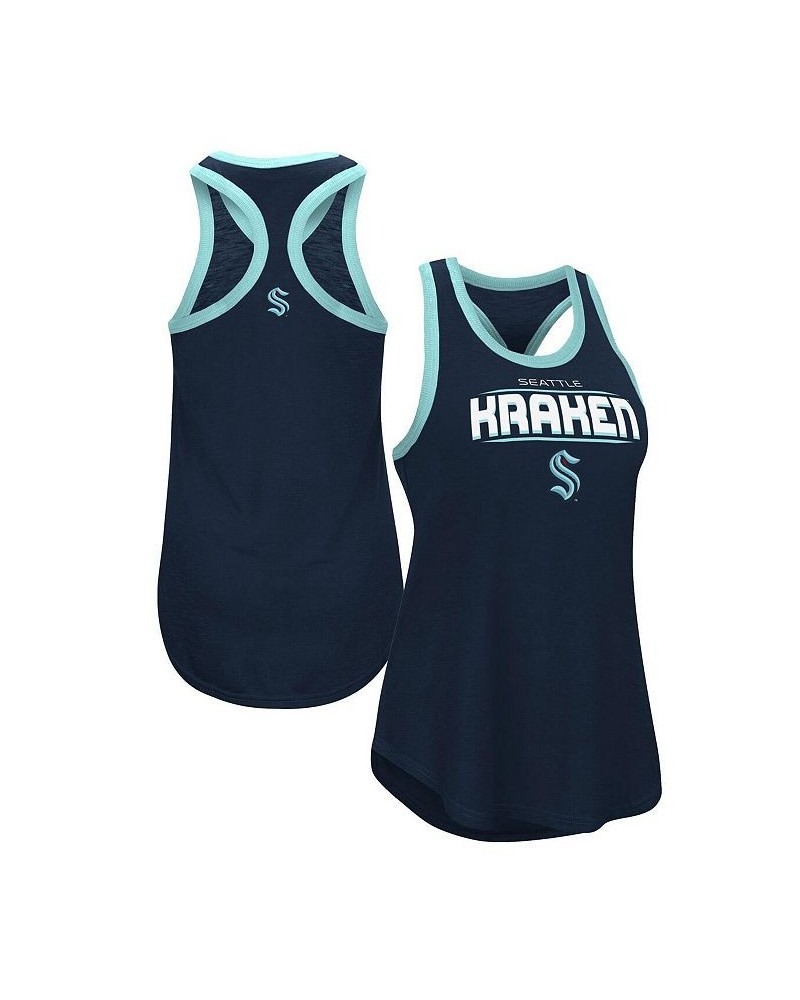 Women's Deep Sea Blue Seattle Kraken Showdown Slub Racerback Tank Top Deep Sea Blue $18.80 Tops