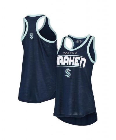 Women's Deep Sea Blue Seattle Kraken Showdown Slub Racerback Tank Top Deep Sea Blue $18.80 Tops