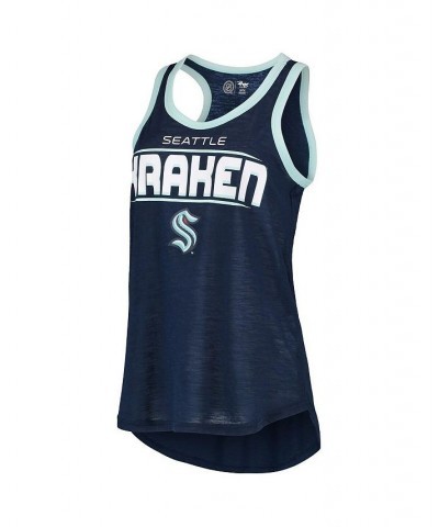 Women's Deep Sea Blue Seattle Kraken Showdown Slub Racerback Tank Top Deep Sea Blue $18.80 Tops