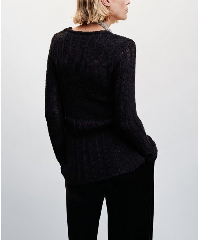 Women's Bow Knitted Cardigan Black $42.30 Sweaters