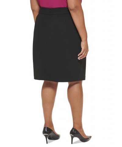 Plus Size Buttoned-Hem Pencil Skirt Black $36.09 Skirts