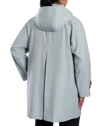 Women's Plus Size Single-Breasted Hooded Raincoat Gray $41.60 Coats