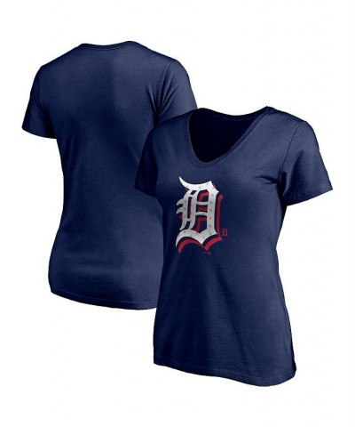 Women's Branded Navy Detroit Tigers Red White and Team V-Neck T-shirt Navy $19.60 Tops