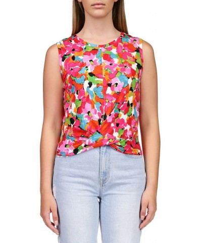 Women's Floral-Print Twist-Front Tank Top Geranium $23.03 Tops