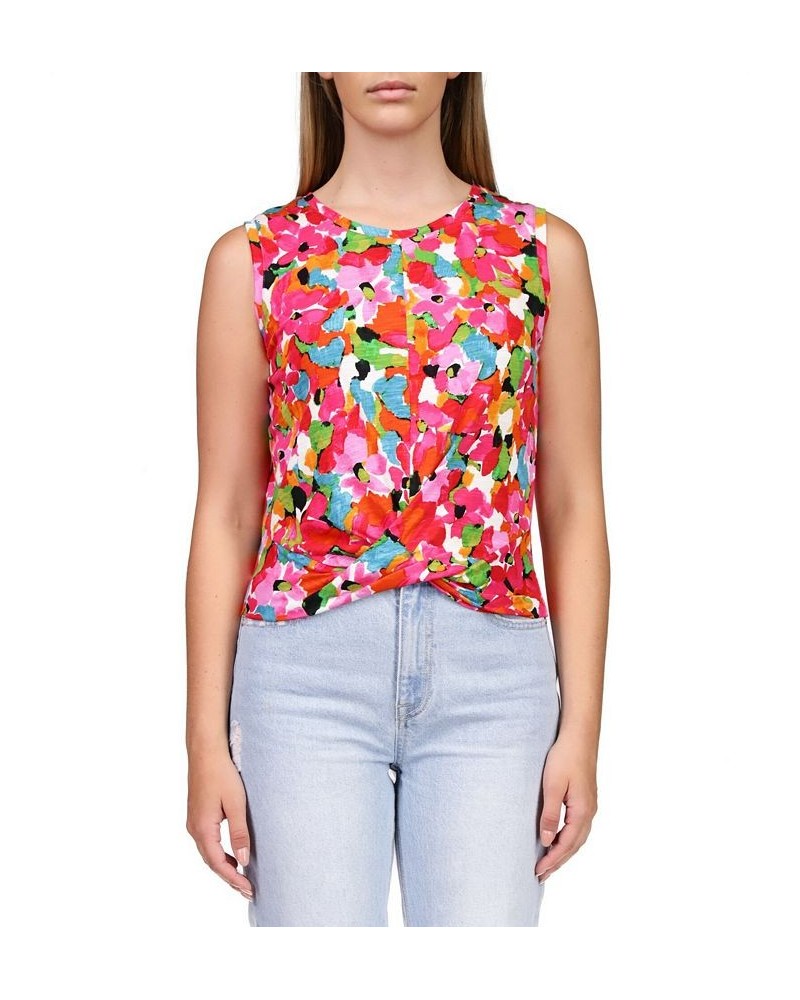 Women's Floral-Print Twist-Front Tank Top Geranium $23.03 Tops