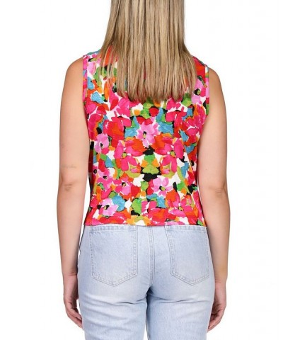 Women's Floral-Print Twist-Front Tank Top Geranium $23.03 Tops