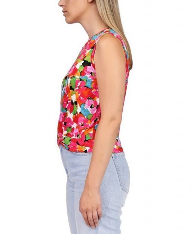 Women's Floral-Print Twist-Front Tank Top Geranium $23.03 Tops