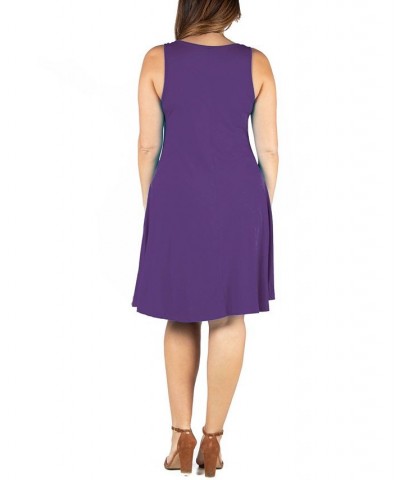 Plus Size Fit and Flare Knee Length Tank Dress Purple $19.88 Dresses