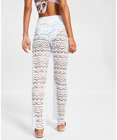 Juniors' Scallop Hem Pants with Tassel Tie White $25.96 Swimsuits