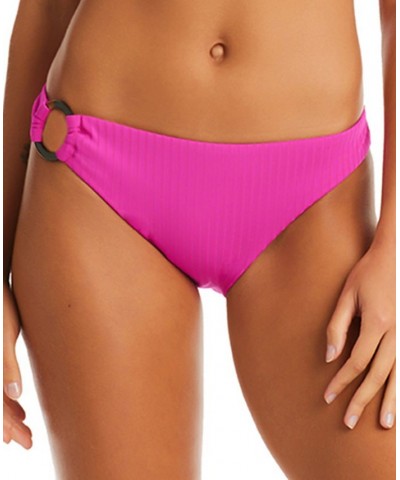 Women's Refresh Ribbed O-Ring Hipster Bikini Bottoms Magenta $33.75 Swimsuits