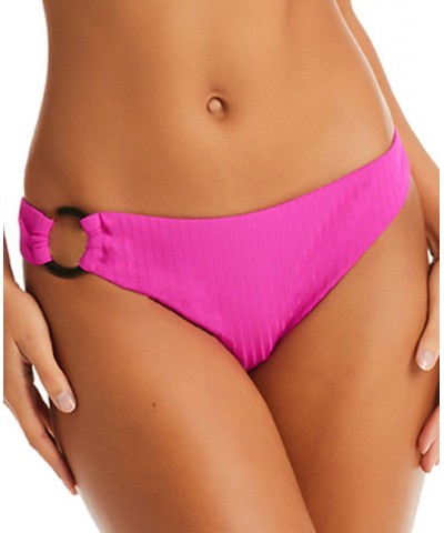 Women's Refresh Ribbed O-Ring Hipster Bikini Bottoms Magenta $33.75 Swimsuits