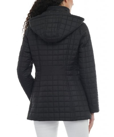 Women's Hooded Quilted Water-Resistant Coat Black $54.88 Coats