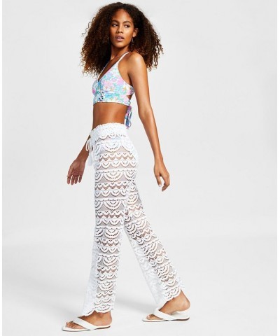 Juniors' Scallop Hem Pants with Tassel Tie White $25.96 Swimsuits