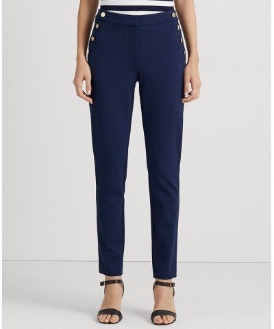 Women's Button-Trim Ponte Ankle Pants French Navy $57.35 Pants