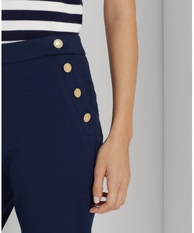 Women's Button-Trim Ponte Ankle Pants French Navy $57.35 Pants