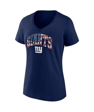 Women's Branded Navy New York Giants Team Banner Wave V-Neck T-shirt Navy $20.89 Tops