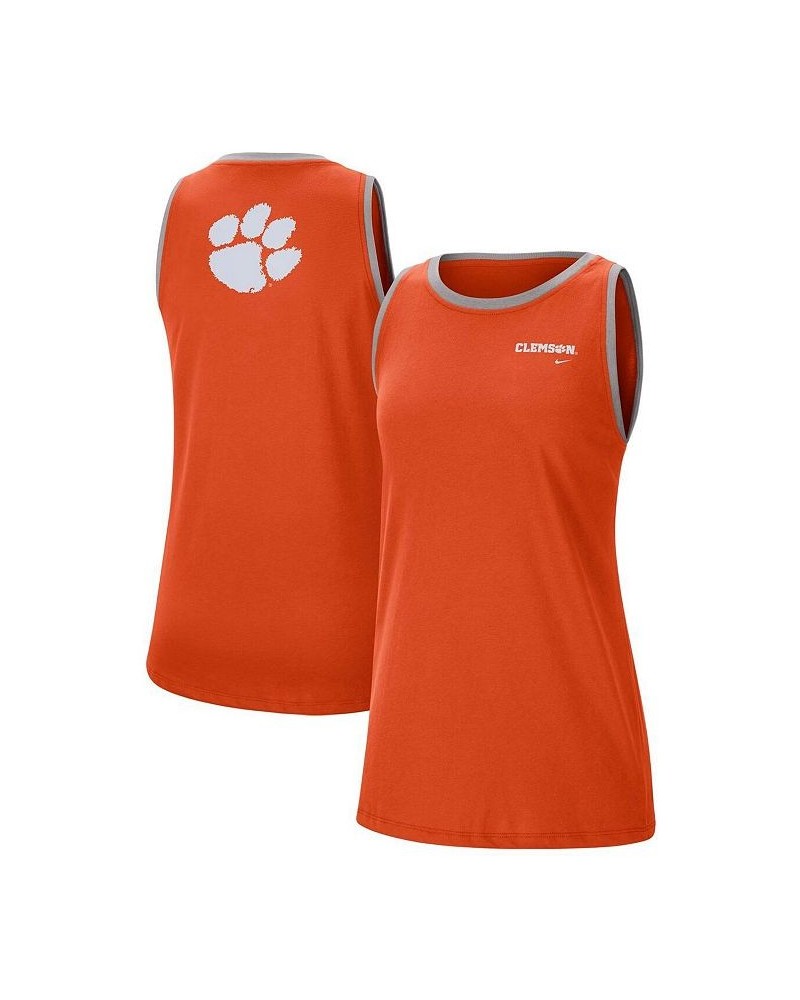 Women's Orange Gray Clemson Tigers High Neck 2-Hit Performance Tank Top Orange, Gray $26.54 Tops