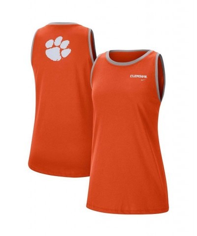 Women's Orange Gray Clemson Tigers High Neck 2-Hit Performance Tank Top Orange, Gray $26.54 Tops