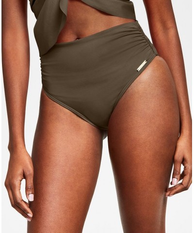 Women's Wrap Bikini Top & High-Waist Bottoms Dark Fatigue Green $41.36 Swimsuits