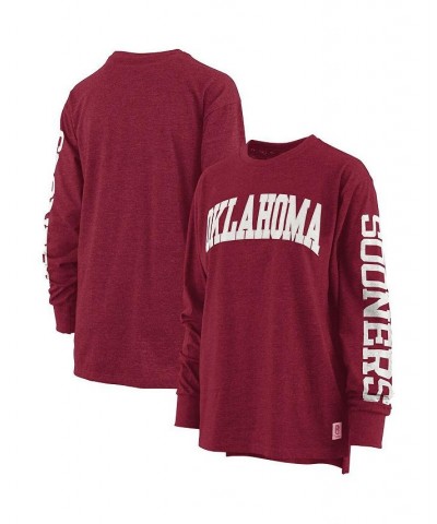 Women's Crimson Oklahoma Sooners Plus Size Two-Hit Canyon Long Sleeve T-shirt Red $28.80 Tops