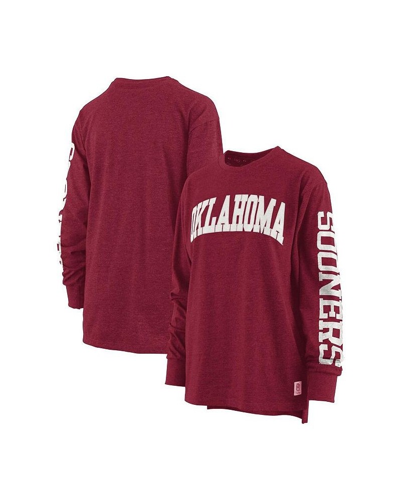 Women's Crimson Oklahoma Sooners Plus Size Two-Hit Canyon Long Sleeve T-shirt Red $28.80 Tops