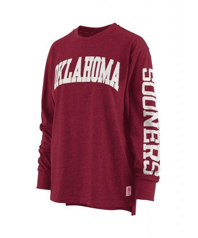 Women's Crimson Oklahoma Sooners Plus Size Two-Hit Canyon Long Sleeve T-shirt Red $28.80 Tops