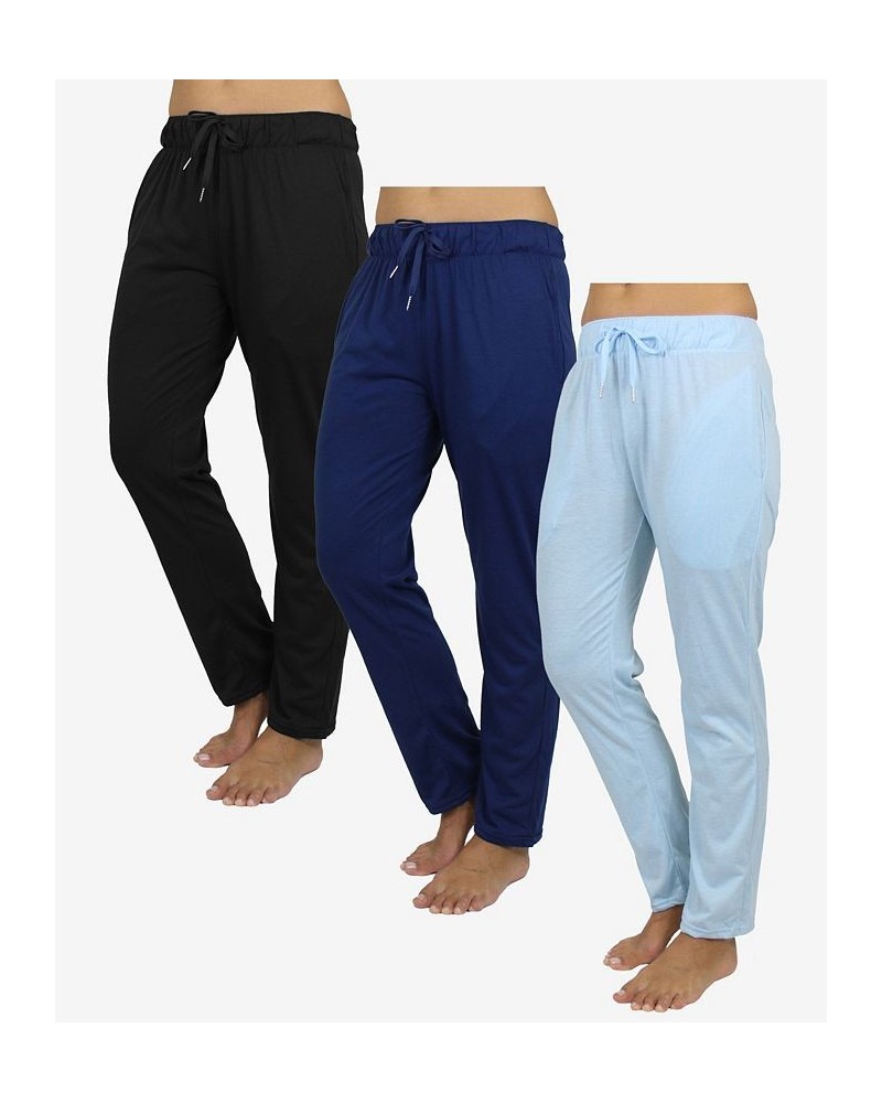 Women's Loose Fit Classic Lounge Pants Pack of 3 Black, Navy, Blue $36.57 Pants