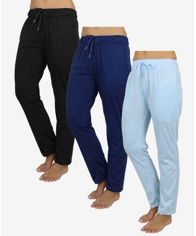 Women's Loose Fit Classic Lounge Pants Pack of 3 Black, Navy, Blue $36.57 Pants