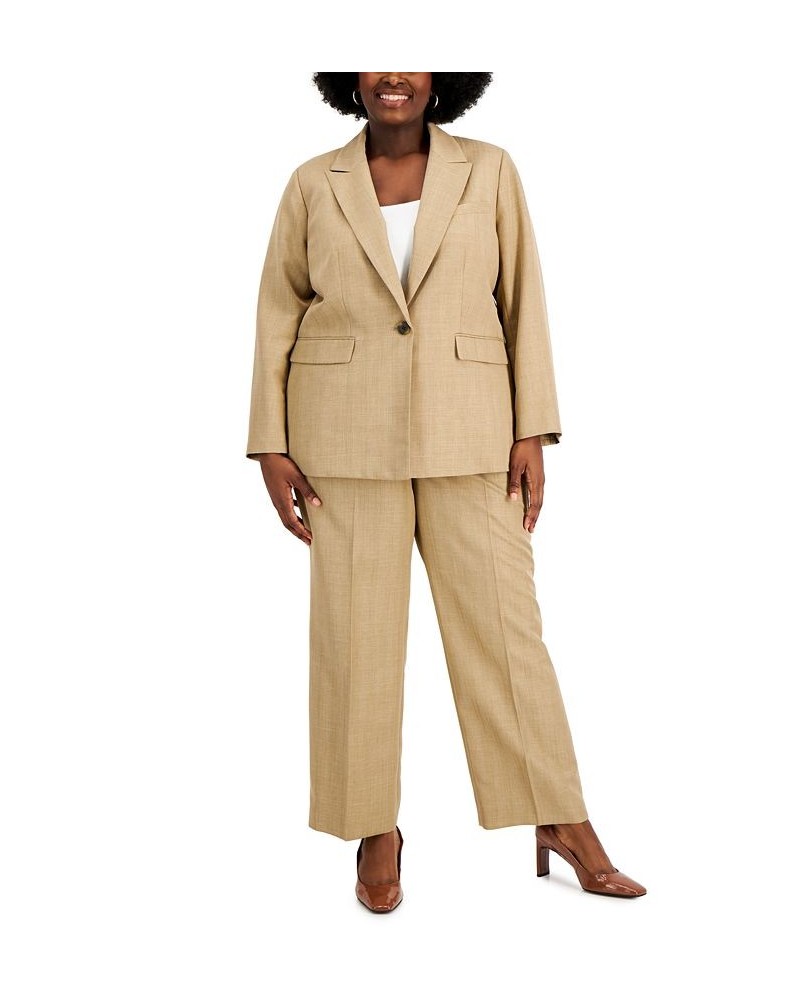 Plus Size Straight-Leg Pantsuit Tan $58.50 Suits