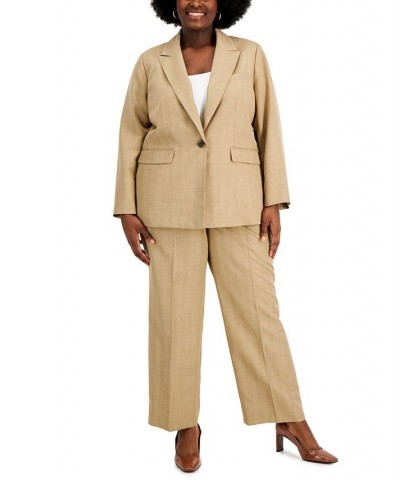 Plus Size Straight-Leg Pantsuit Tan $58.50 Suits