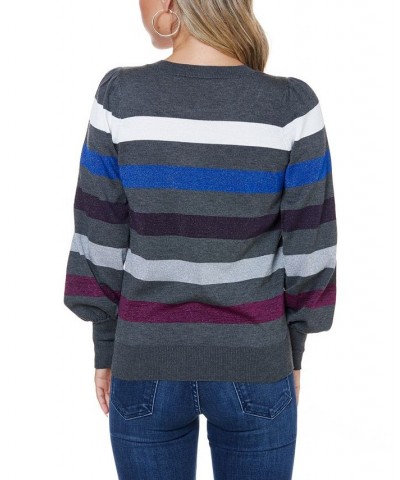 Women's Lurex Stripe Sweater Heather Charcoal $38.22 Sweaters