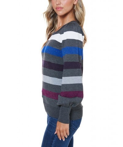 Women's Lurex Stripe Sweater Heather Charcoal $38.22 Sweaters