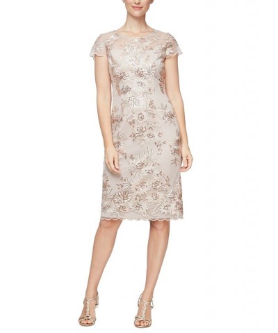 Women's Sequined Embroidered Dress Champagne $93.89 Dresses