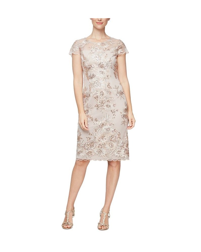 Women's Sequined Embroidered Dress Champagne $93.89 Dresses