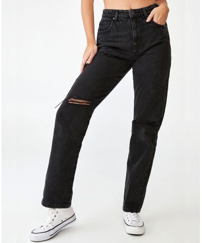 Women's Long Straight Jeans Graphite Black Rip $34.30 Jeans