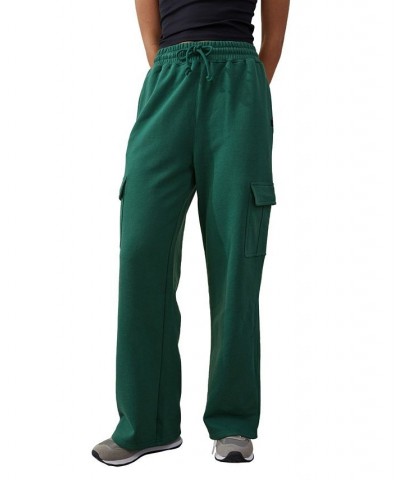 Women's Plush Wide Leg Track Pants Green $29.69 Pants