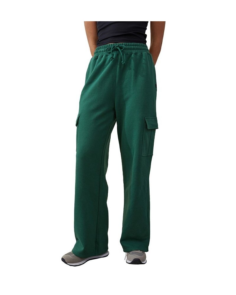 Women's Plush Wide Leg Track Pants Green $29.69 Pants