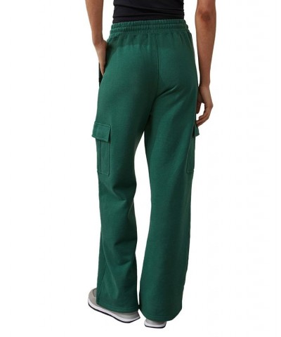 Women's Plush Wide Leg Track Pants Green $29.69 Pants