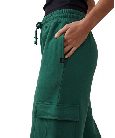 Women's Plush Wide Leg Track Pants Green $29.69 Pants