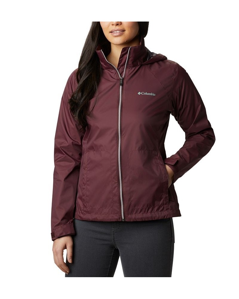 Women's Switchback Waterproof Packable Rain Jacket Malbec $43.35 Jackets