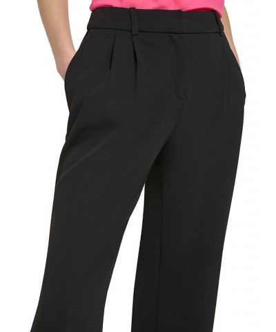 Petite Pleated Mid Rise Wide-Leg Pants Black $37.06 Pants