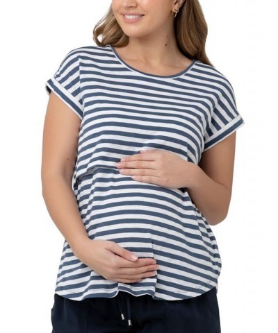 Lionel Stripe Nursing Tee Washed indigo / white $32.25 Tops