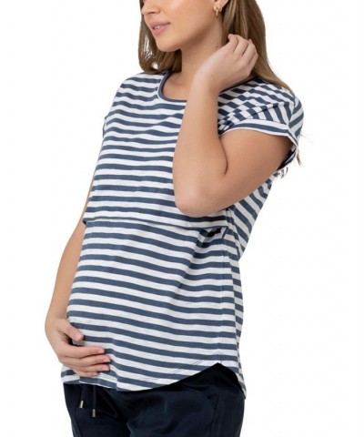 Lionel Stripe Nursing Tee Washed indigo / white $32.25 Tops