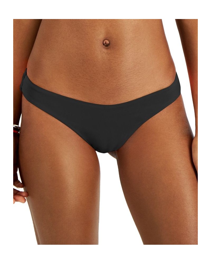 Juniors' Beach Classics High-Leg Cheeky Bikini Bottoms Black $25.92 Swimsuits