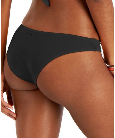 Juniors' Beach Classics High-Leg Cheeky Bikini Bottoms Black $25.92 Swimsuits