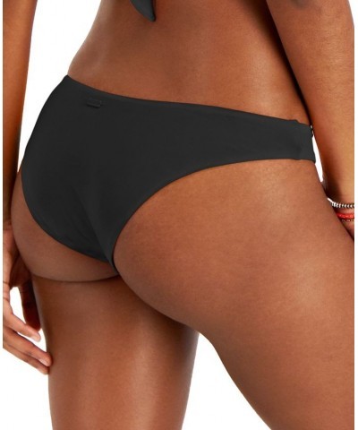 Juniors' Beach Classics High-Leg Cheeky Bikini Bottoms Black $25.92 Swimsuits