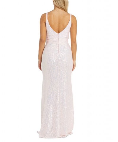 Petite Sequined Ruched Gown Pink Rainbow $59.70 Dresses