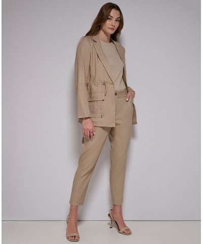 Linen Utility Jacket & Slim Leg Pants Tan/Beige $76.28 Pants